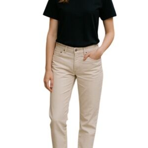 L.L. BEAN Signature Straight Leg Corduroy Jeans Cream 5 Pocket Stretch Preppy 8